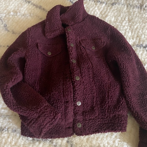 Two-Tone Collared Neck Fuzzy Jacket
